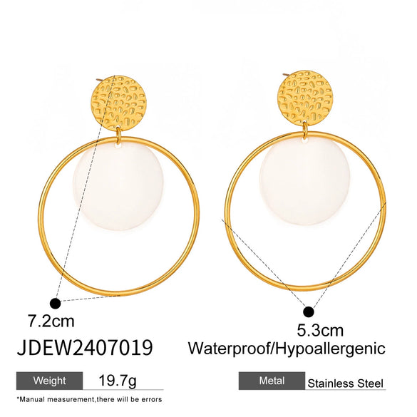 Exaggerated Big Circle Stainless Steel Earrings Geometric Style Electroplated