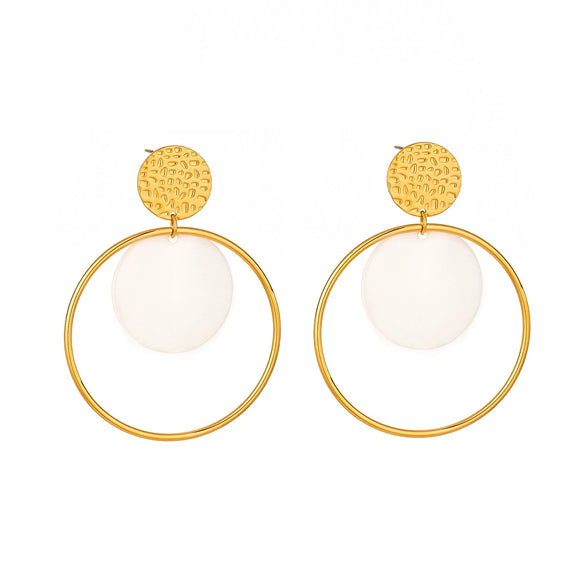 Exaggerated Big Circle Stainless Steel Earrings Geometric Style Electroplated