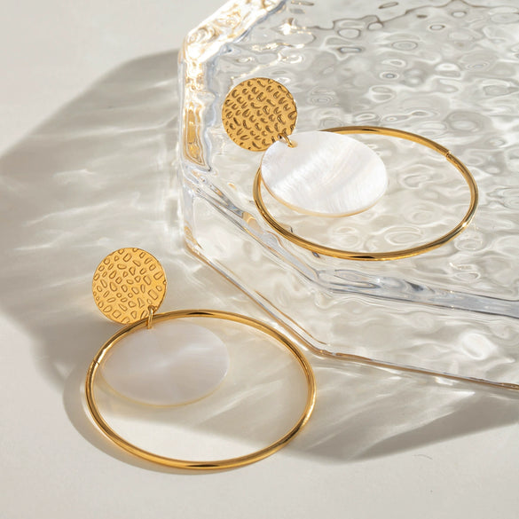 Exaggerated Big Circle Stainless Steel Earrings Geometric Style Electroplated