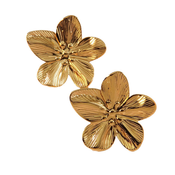 Exaggerated Big Flower Titanium Steel Ear Studs Electroplated Women's Ear Headwear
