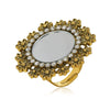 Exaggerated Bohemian Style Geometric Flower Ring In Electroplated Alloy Retro Carved Adjustable Unisex Statement Ring