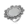 Exaggerated Bohemian Style Geometric Flower Ring In Electroplated Alloy Retro Carved Adjustable Unisex Statement Ring