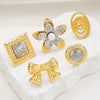Exaggerated Bow Flower Ring Set Alloy Electroplating Inlaid Pearl Women's Hand Jewelry