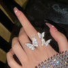 Exaggerated Butterfly Open Ring For Women Alloy Electroplated Light Luxury Style