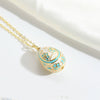 Exaggerated Carved Vintage Egg Pendant Geometric Style Mixed Gemstone Inlay Copper Jewelry With O Chain And Electroplating