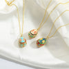 Exaggerated Carved Vintage Egg Pendant Geometric Style Mixed Gemstone Inlay Copper Jewelry With O Chain And Electroplating