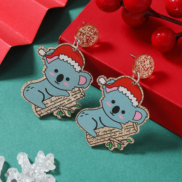 Exaggerated Christmas Earrings Acrylic Geometric Animal Style Jewelry For Women