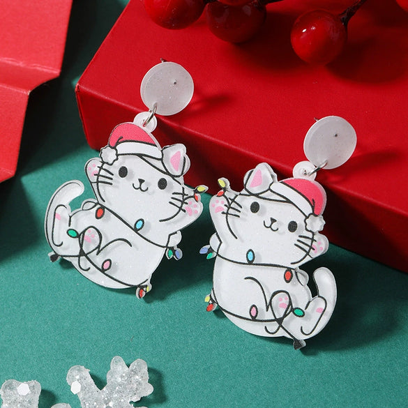 Exaggerated Christmas Earrings Acrylic Geometric Animal Style Jewelry For Women