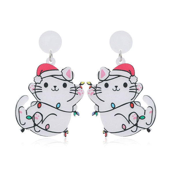 Exaggerated Christmas Earrings Acrylic Geometric Animal Style Jewelry For Women