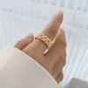 Exaggerated Cold Ins Wind Thick Strap Index Finger Ring Titanium Steel 18K Gold Plated Geometric Electroplated Women's Ring