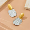 Exaggerated Colormatching Titanium Steel Earrings With Geometric Oval Ginkgo Leaf Design Electroplated Cold Style For Women