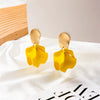 Exaggerated Creative Acrylic Rose Petal Earrings Alloy Electroplated
