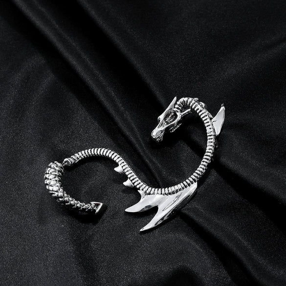 Exaggerated Creative Alloy Earrings Retro Punk Style With Dark Flying Dragon Animal Pattern Electroplated