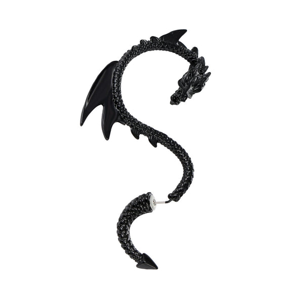 Exaggerated Creative Alloy Earrings Retro Punk Style With Dark Flying Dragon Animal Pattern Electroplated