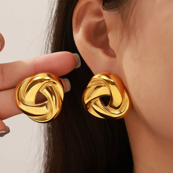 Exaggerated Creative Distorted Triangle 316L Stainless Steel Geometric Goldplated Earrings