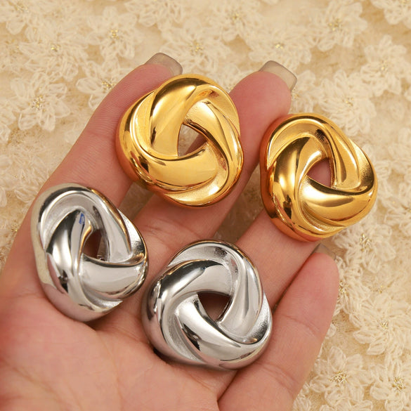 Exaggerated Creative Distorted Triangle 316L Stainless Steel Geometric Goldplated Earrings