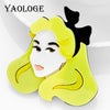 Exaggerated Creative Funny Snake Hair Witch Abstract Cartoon Acrylic Printing Jewelry Decorative Brooch For Women