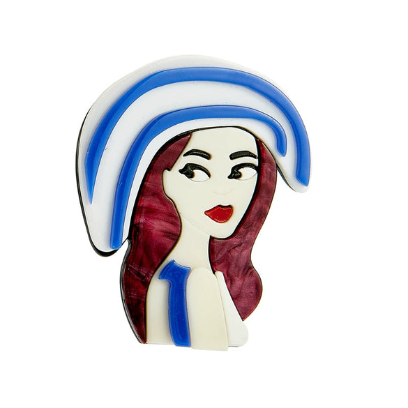 Exaggerated Creative Funny Snake Hair Witch Abstract Cartoon Acrylic Printing Jewelry Decorative Brooch For Women