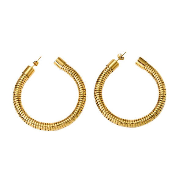 Exaggerated Cshaped Goose Throat Chain Earrings Stainless Steel Geometric Style For Women