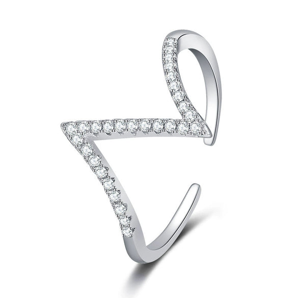 Exaggerated Design Luxury Zircon S925 Sterling Silver Geometric Open Ring For All Gender