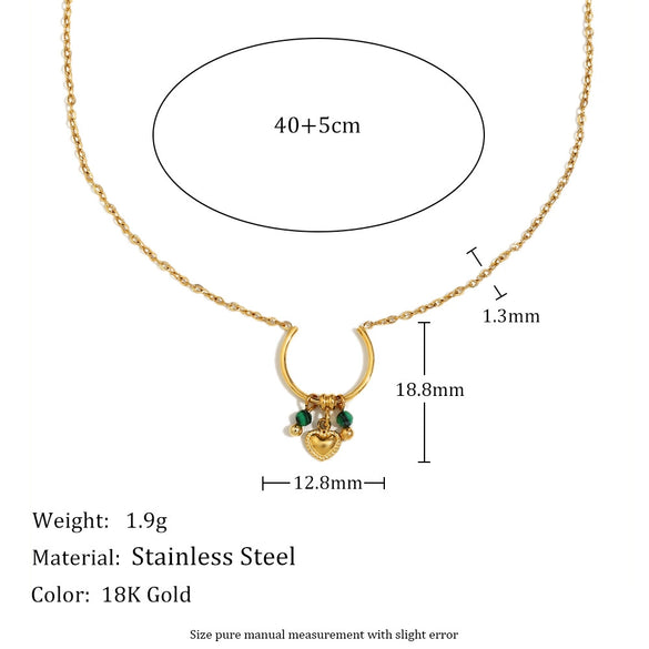 Exaggerated Design Sense Stainless Steel 18K Gold Plated Heart Shape Ring Pendant Necklace For Women With Electroplating