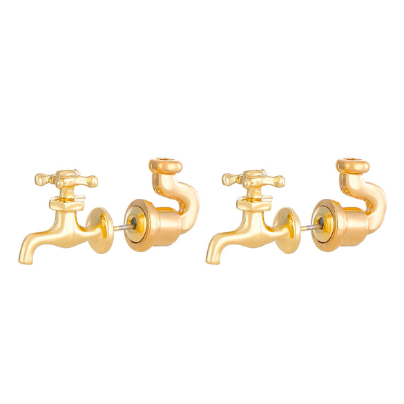 Exaggerated Detachable Hip Hop Faucet Earrings For Women Alloy Material Geometric Style Electroplating Treatment