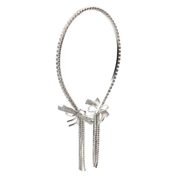Exaggerated Diamond Bow Tassel Hair Band Retro Style Alloy Hair Accessories