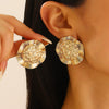 Exaggerated Distinctive Women's Metal Earrings With Irregular Fold Texture And Geometric Design Electroplated