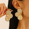 Exaggerated Distinctive Women's Metal Earrings With Irregular Fold Texture And Geometric Design Electroplated