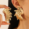Exaggerated Distinctive Women's Metal Earrings With Irregular Fold Texture And Geometric Design Electroplated