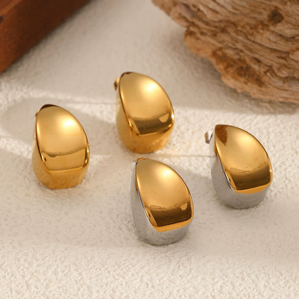 Exaggerated Dropshaped Stainless Steel Women's Earrings With Electroplating Design