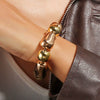 Exaggerated Elastic Gold Bracelet Handmade With Pearls And Geometric Pattern For Women