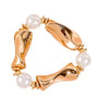 Exaggerated Elastic Gold Bracelet Handmade With Pearls And Geometric Pattern For Women