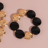 Exaggerated Elastic Gold Bracelet Handmade With Pearls And Geometric Pattern For Women
