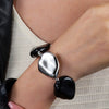 Exaggerated Elastic Gold Bracelet Handmade With Pearls And Geometric Pattern For Women