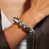 Exaggerated Elastic Gold Bracelet Handmade With Pearls And Geometric Pattern For Women