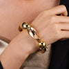 Exaggerated Elastic Gold Bracelet Handmade With Pearls And Geometric Pattern For Women