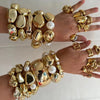 Exaggerated Elastic Gold Bracelet Handmade With Pearls And Geometric Pattern For Women