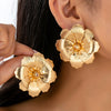 Exaggerated Electroplated Alloy Flower Earrings For Women Floral Statement Jewelry For Daily Wear Parties And Vacations