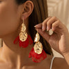 Exaggerated Electroplated Alloy Flower Earrings With Mesh Splicing And Petal Design For Women Wholesale