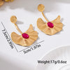 Exaggerated Electroplated Ginkgo Leaf Earrings For Women Oval Floral Statement Jewelry In Iron Alloy With Stainless Steel Posts