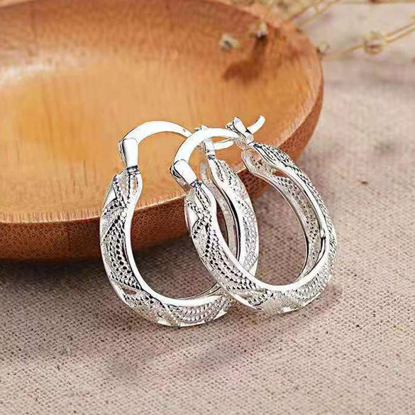 Exaggerated Electroplated Thick Silver Color Alloy Geometric Flower Earrings Creative Minimalist Women's Ear Jewelry