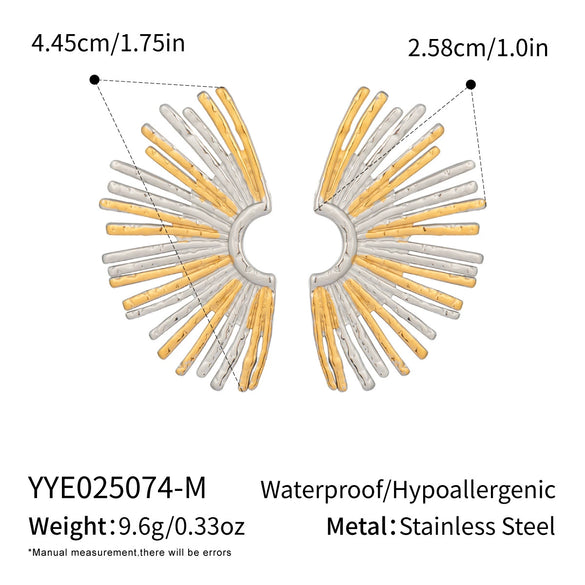 Exaggerated Everyday Versatile Geometric Stud Earrings For Women Stainless Steel Electroplated