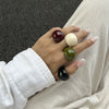 Exaggerated Fashion Candy Color Acrylic Geometric Ring Jewelry For Women