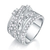 Exaggerated Fashion Geometric S925 Silver Moissanite Ring Set With Diamonds For Women