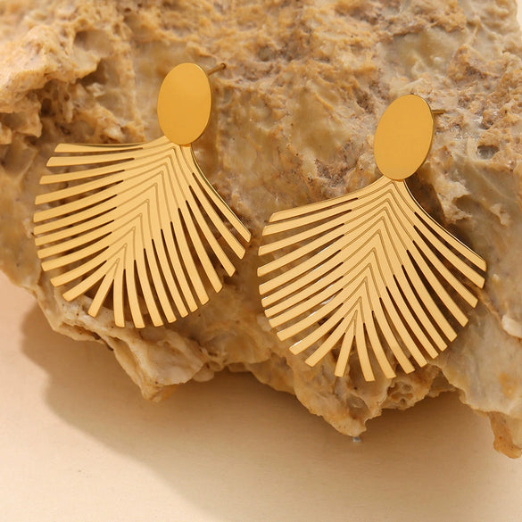 Exaggerated Fashion Highend Stainless Steel Gold Plated Geometric Earrings With Electroplating For Women