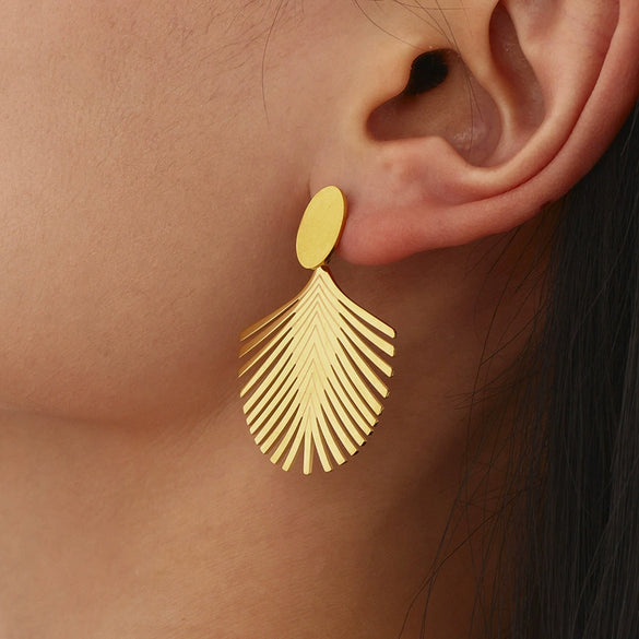 Exaggerated Fashion Highend Stainless Steel Gold Plated Geometric Earrings With Electroplating For Women