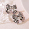 Exaggerated Fashionable Goldplated Stainless Steel Bow Earrings With Polish Finish For Women