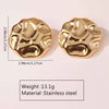 Exaggerated Fishtail Rhombus Pleated Ginkgo Brushed Stainless Steel Earrings Plated With Real Gold