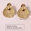 Exaggerated Fishtail Rhombus Pleated Ginkgo Brushed Stainless Steel Earrings Plated With Real Gold